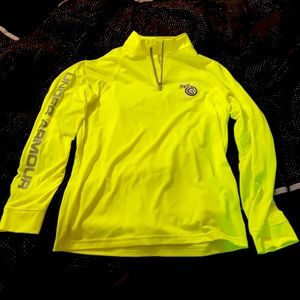 Youth large under armour 3/4 zip shirt. Highlighter yellow